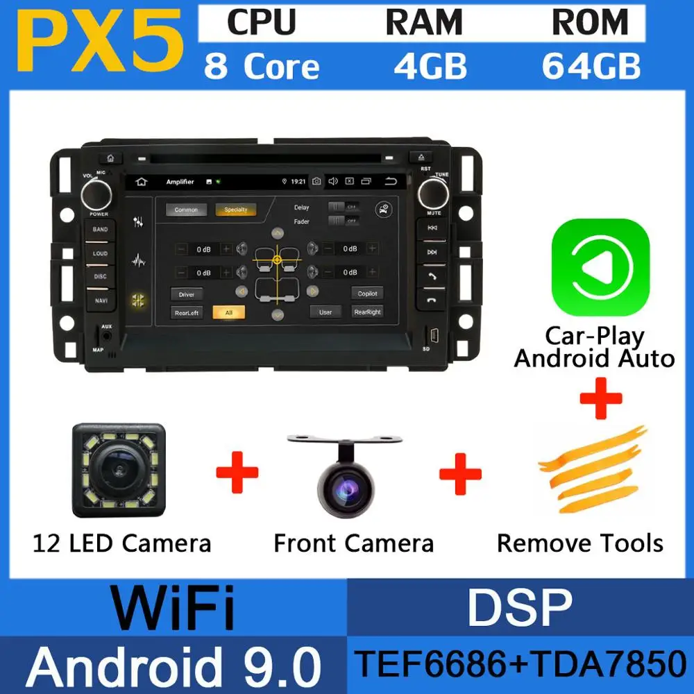 PX5-Carplay 5 USB порт Android 9,0 PX6/Восьмиядерный автомобильный DVD для Chevy Chevrolet Cobalt Silverado Suburban Buick Enclave автомобильный Радио gps DSP - Цвет: PX5-Carplay