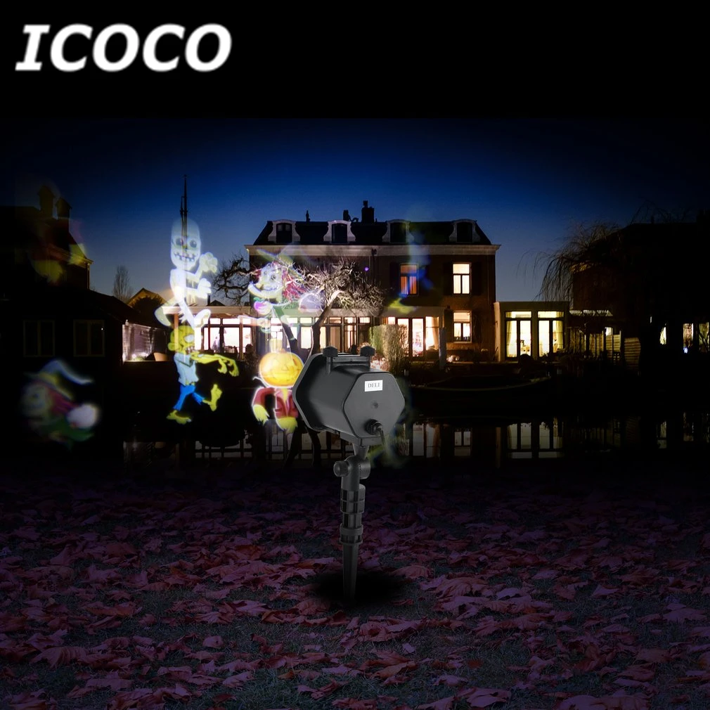 ICOCO Водонепроницаемый светодиодный светильник для ландшафтного проектора, лампа для газона с 12 горками для пасхи, Рождества, фестиваля, сада, домашнего декора