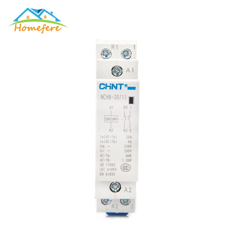 

220V/230V 50/60HZ CHINT Din Rail Household AC Modular Contactor NCH8-20/20 NCH8-25/20 NCH8-40/40 NCH8-60/20 NCH8-60/40 for Home