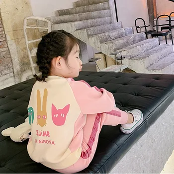 

2020 new spring item girl cute cartoon sports suit including top+pant 2pcs per set