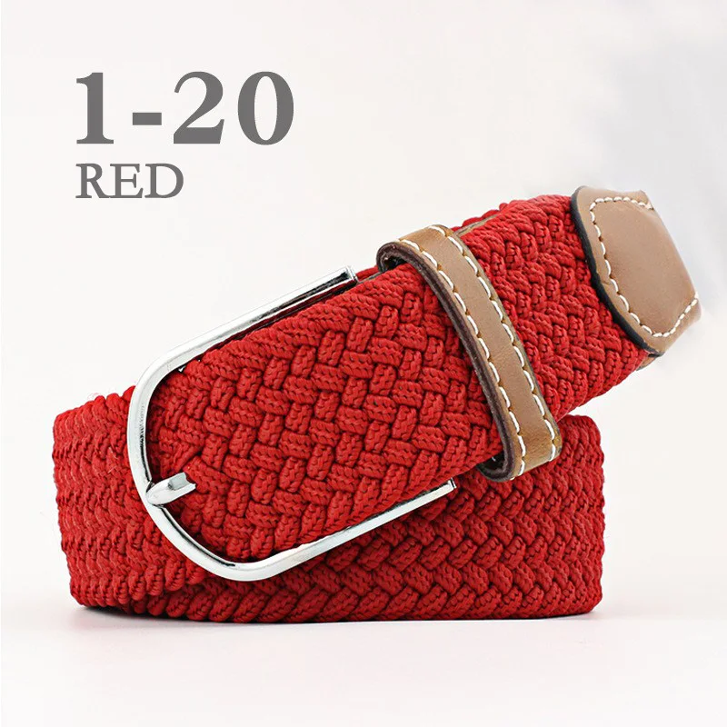 

High Quality 2020 Fashion Elastic Canvas Belt for Women Men Knitted Buckle Adjustable Belt Male Canvas Belts for Jeans 26 Colors
