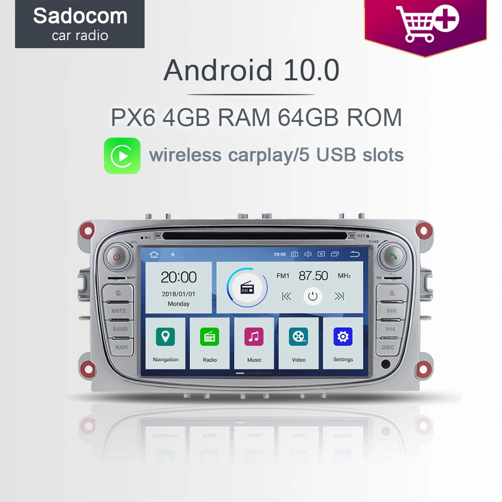 Автомобильный DVD плеер PX6 IPS 2 din Android 10 0 6 ядер 4 Гб ОЗУ 64 ПЗУ Авторадио автомобильное