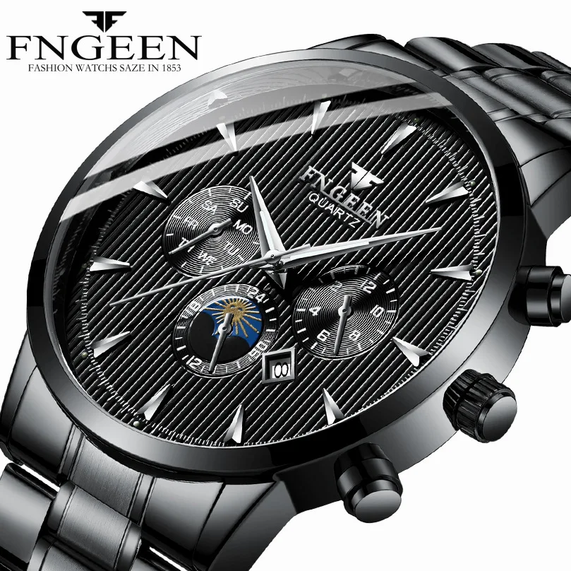

FNGEEN Water Ghost Series Classic Blue Dial Luxury Men Automatic Watches Shock Resistant Business affairs Chronograph Relogio