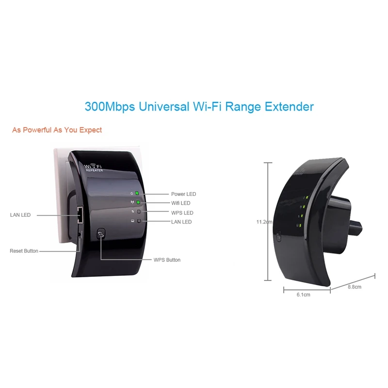 Wifi Router Repeater 802.11N/B/G Computer Networking Range Expander Wireless 300M Signal Boosters(Eu Plug