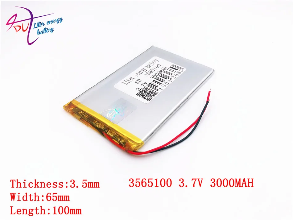Литиевая батарея 3565100 3,7 V 3000mAH(полимерный литий-ионный аккумулятор) литий-ионный аккумулятор для планшетных ПК 7 дюймов 8 дюймов 9 дюймов