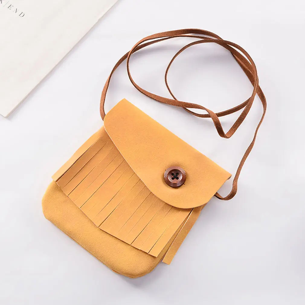 yellow Мини-сумка, детские кошельки для монет, держатель для карт, для девочек, сумка на плечо, кошелек, Детский милый кот, кисточка, сумка для денег, Студенческая сумка для хранения, кошелек - Цвет: yellow