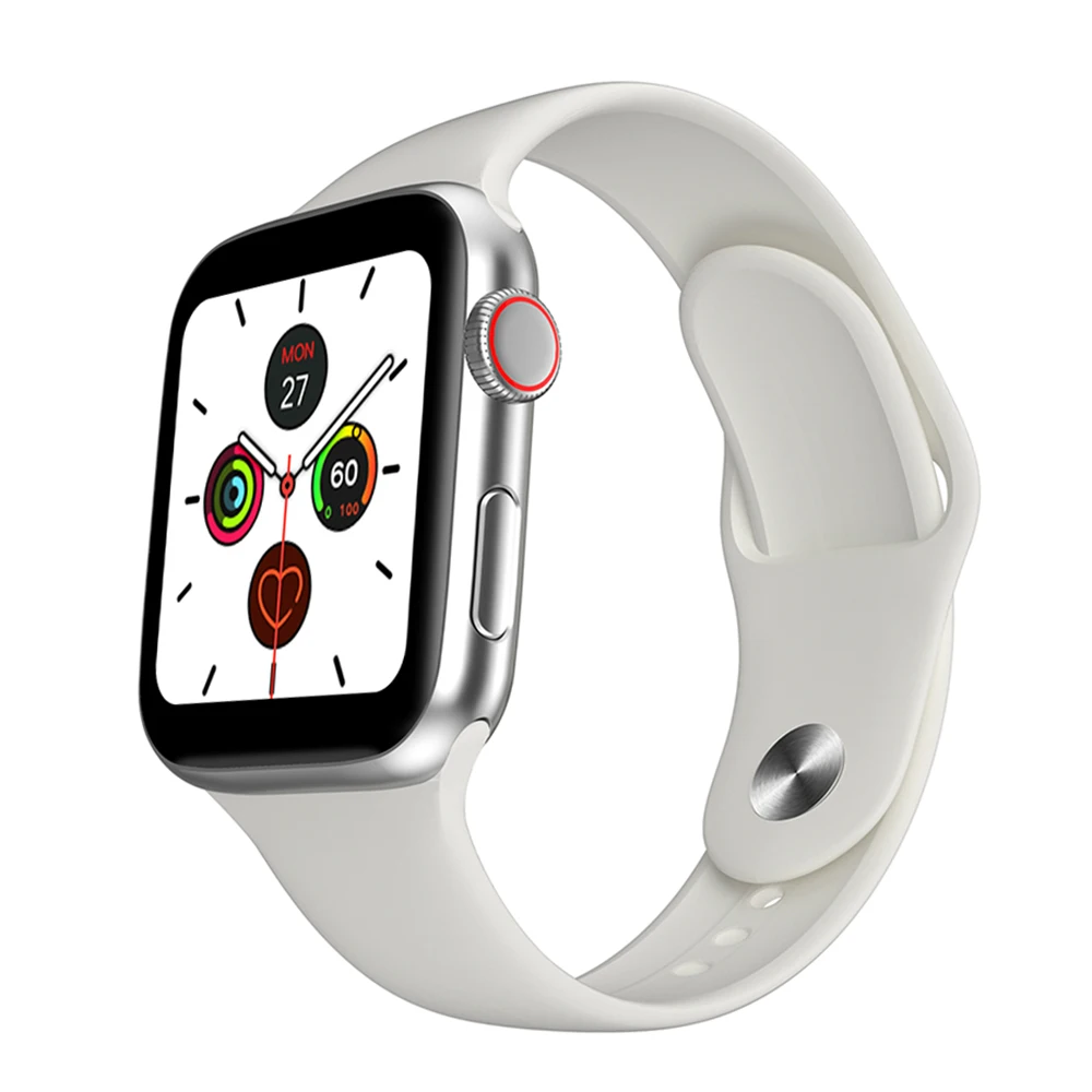 LEMFO, новинка 1,54 дюймов, сенсорный экран, Смарт-часы для мужчин и женщин, монитор сердечного ритма для Android IOS, Apple Phone Watch Series 5 - Цвет: White Silicone