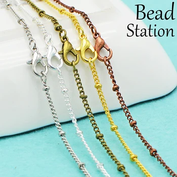 

20 pcs - 18 & 24 Inch Satellite Necklace, NeoVogue Beaded Crub Chain Fashion Ball Station Necklace for Women