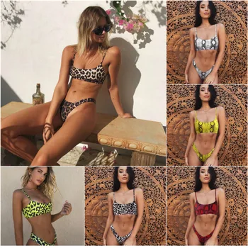 

Bikini Women Swimsuit Bathing Swimwear High Waist Sexy Leopard Snakeskin Beachwear 2020 New Fashion Swimming suit 2 pieces
