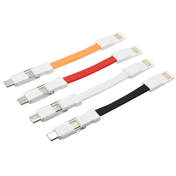 

3 in 1 USB Cable For iPhone Xs Max 8 7 Plus Samsung 2A Android smartphone Micro USB Type C Cable with Keychain Portable Key 10cm