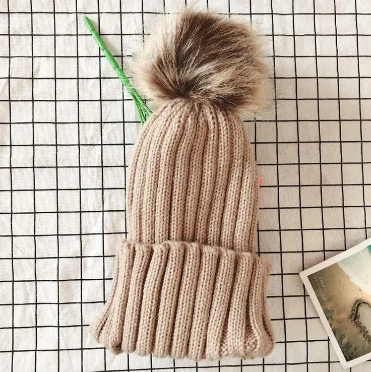 Теплый свитер шапка Осень зима плотная Милая вязаная для родителей и детей