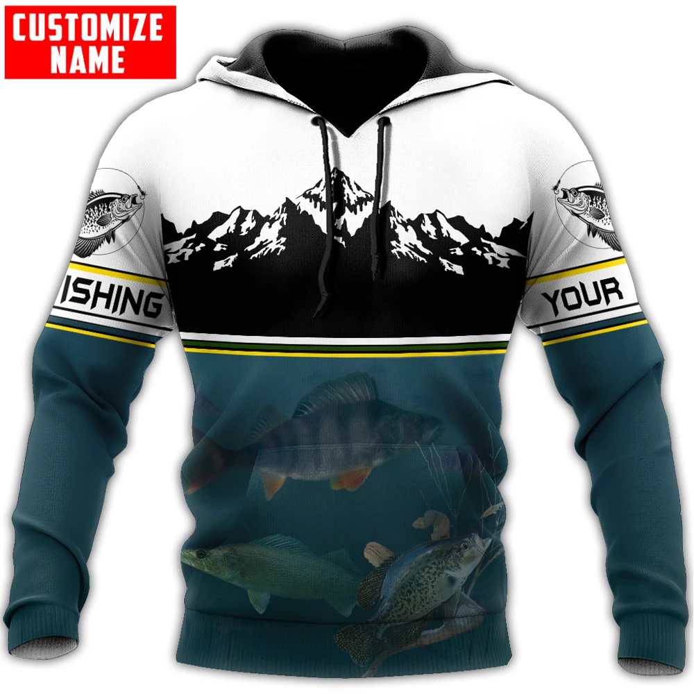 Under Water Fishing Custom Name 3D All Over Printed Men's Hoodie & Sweatshirt Autumn Unisex Zip Hoodies Casual Streetwear KJ827