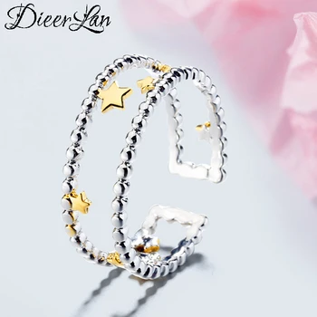 

Punk 925 Sterling Silver Layer Star Rings For Women Antique Ring Christmas Gifts Jewelry 2020