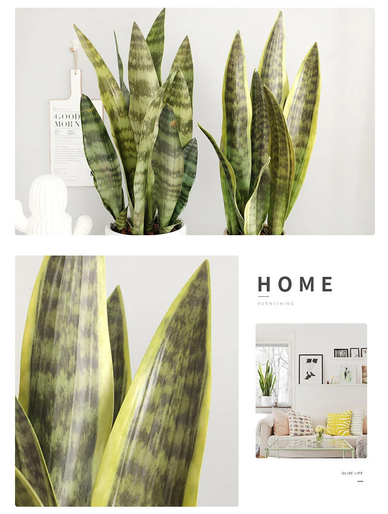 JAROWN Artificial Plants Sansevieria Branch Bonsai Decoration Fake Flower Plastic Tiger Piran Leaves Plants Home Garden Decors Office Decorative (19)