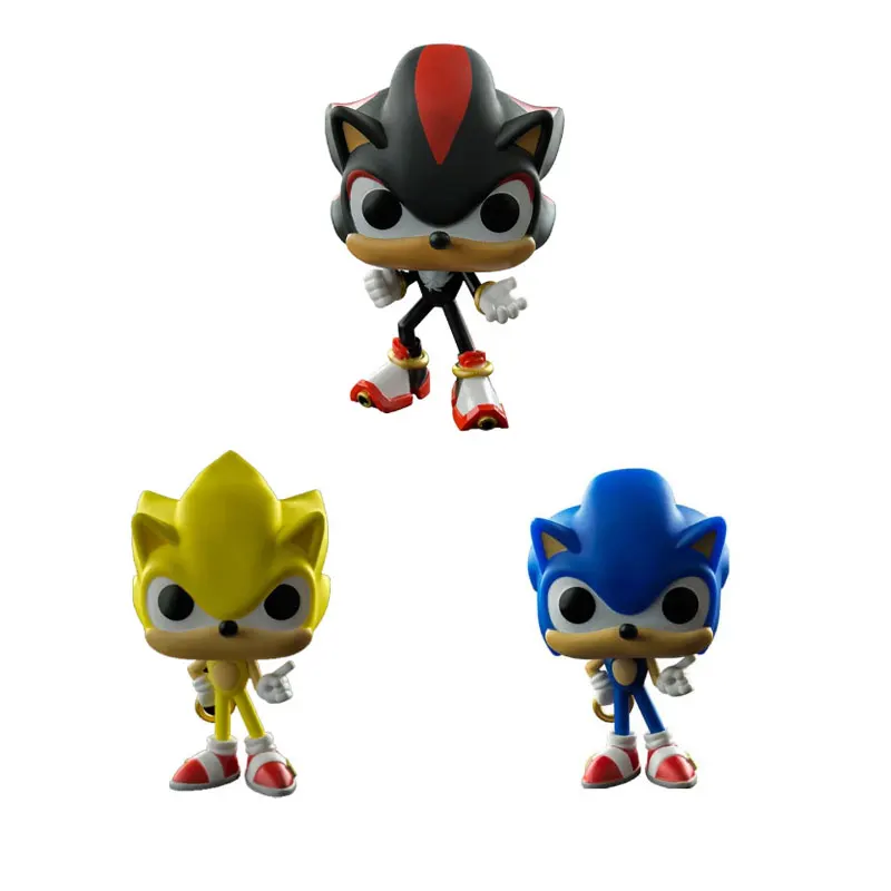 

OHMETOY Sonic PVC Figure Toys Funko Pop Shadow PVC Dolls Without Box Kids Birthday Xmas Gift 10cm Blue Yellow Black