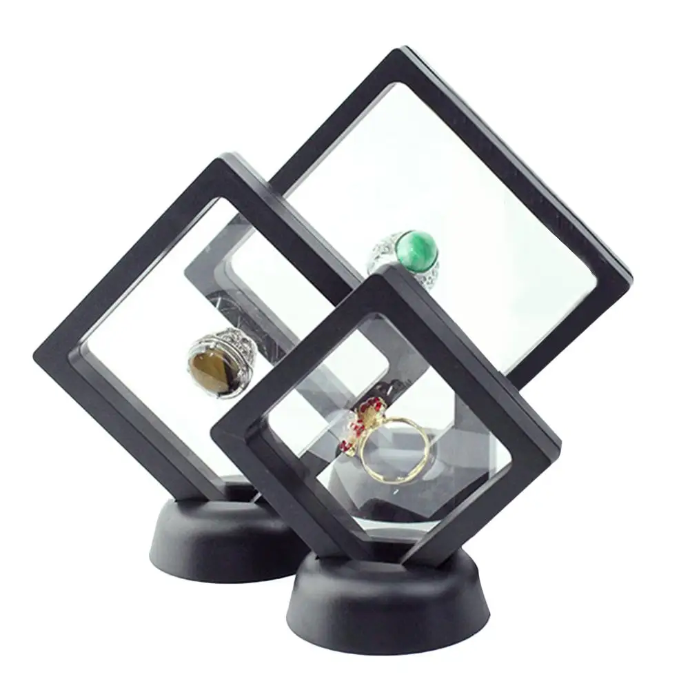 

10PCS 3D Floating Frame Jewelry Display Holder Dust-proof Anti-oxidation PE Film Box for Ring Coins Antique Jewelry Storage