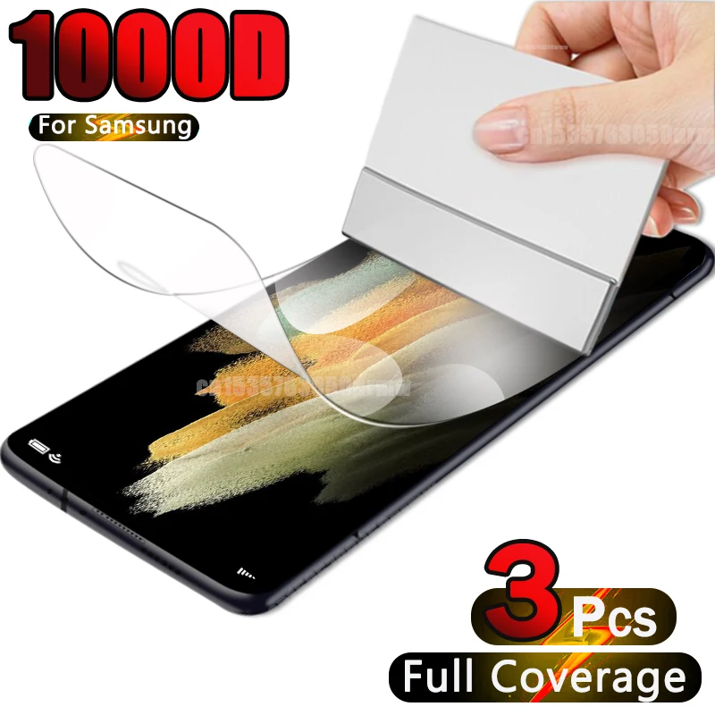 1000D hidrogel de película para Samsung Galaxy S21 Plus Nota 20 Ultra S20 Protector de pantalla para Samsung A51 A52 A50 A71 A70 A40 no de vidrio