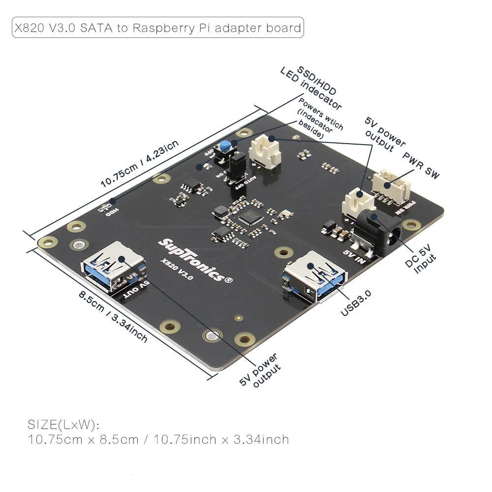 Raspberry Pi X820 V3.0 плата расширения и металлический чехол поддерживает 2 5 дюйма SATA HDD/SSD