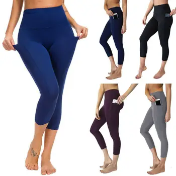 

Women's Yoga High Waist Leggings Pocket Fitness Sport Gym Workout Athletic Pant