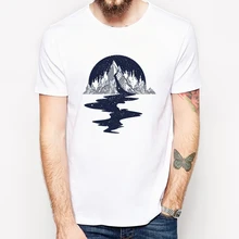 Los hombres es 2019 de moda Vintage río de montaña diseño T camiseta Cool Tops de verano camiseta Harajuku Streetwear