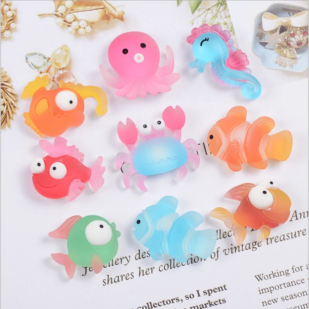 Kawaii рыбы набор flatback Смола Кабошон для телефона деко волос лук diy украшения