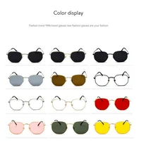 Mężczyźni Sunglases sześciokątne okulary nowe kobiety metalowa rama okulary wędkarskie złota herbata okulary lentes de sol hombre okulary UV400 5