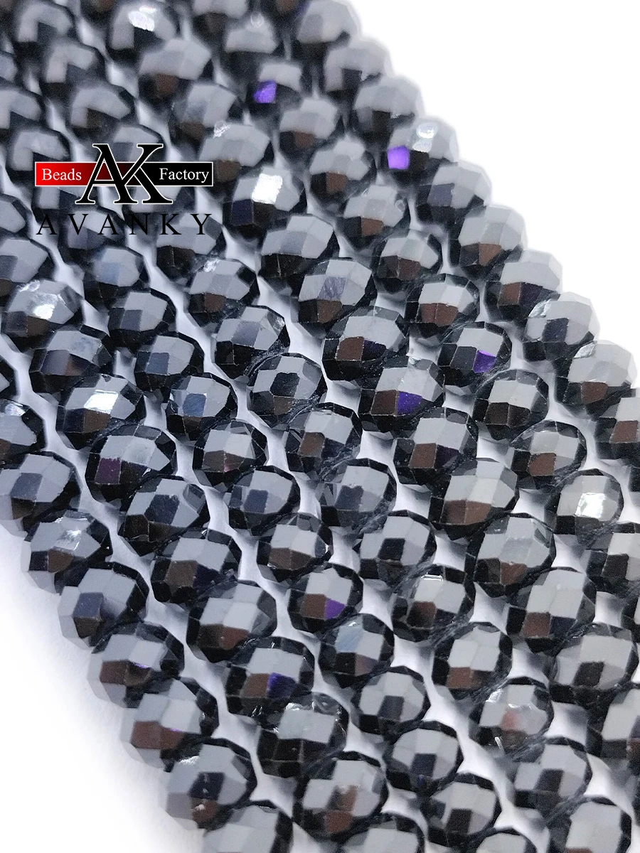 Natural Stone Faceted Black Tourmaline Beads Small Section Loose Spacer For Jewelry Making DIY Necklace Bracelet 15''