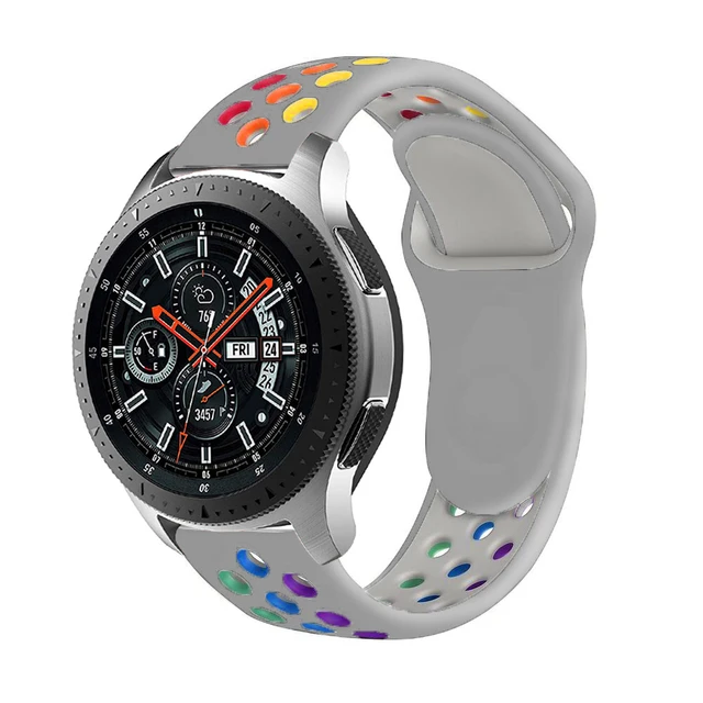 20mm/22mm Strap for Samsung Galaxy Watch 4/3/46mm/42mm/Active 2/Gear S3 Frontier Silicone Bracelet Huawei Watch GT/2/2e/Pro Band Gray rainbow 2