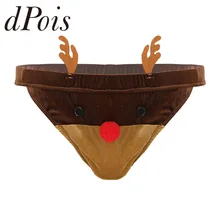 Мужское мягкое бархатное нижнее белье, мужское нижнее белье, низкая посадка, эластичный пояс, новинка, Рождественский костюм северного оленя, t-образные стринги, трусы, нижнее белье