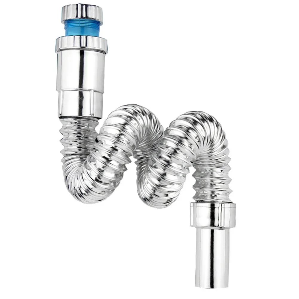 

Electroplated Flexible Bathroom Wash Basin Sewer Pipe Mop Pool Plumbing Downcomer Sink Drain Tube