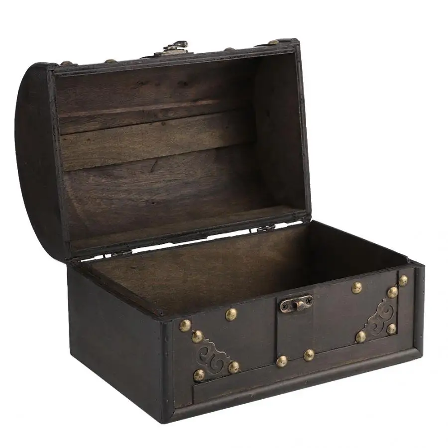 Retro Storage Box Vintage Small Wooden Jewelry Treasure Desktop Organizer Case Home Decoration | Дом и сад