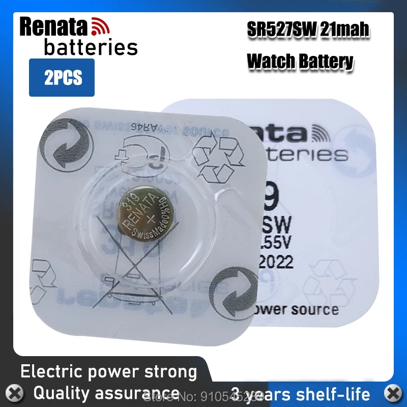 2pcs/lot Renata LONG LASTING 319 SR527SW SR527 V319 Watch Battery Button Coin Cell Batteries | Электроника