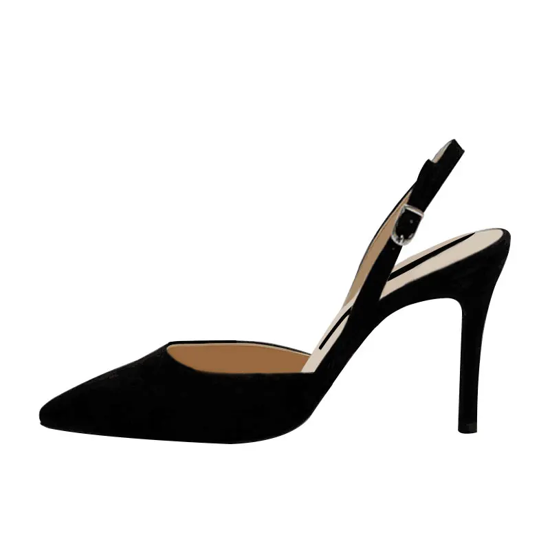 

Sexy Pointed Women's Shoes Stiletto Heels Side Air Shallow Mouth Wild Women's Sandals A Buckle With Baotou Sandals Women