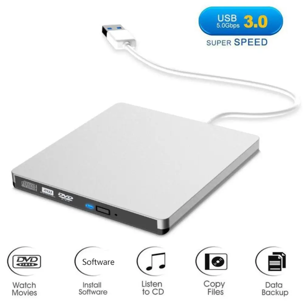 USB 3.0 Slim External DVD RW CD Writer Drive Burner Reader Player Optical Drives For Laptop PC dvd burner dvd portatil