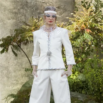 

Blazer+ wide-leg pants white new design women's suit temperament office lady two-piece women's suit костюм женский брючный