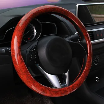 

Steering Wheel Cover Accessories Faux Leather Fashion Interior Driver Universal Wood Grain Odorless Auto Car Non Slip Soft