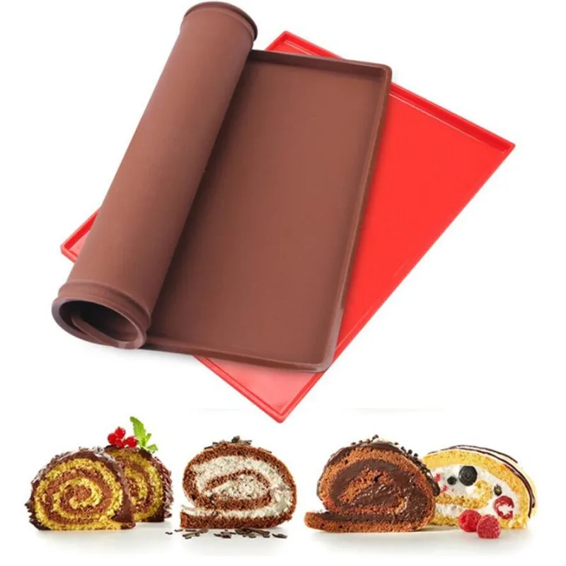 Silicone Baking Mat Silicone Baking Pad Multi-functional Cake Tray Pan Mat Painted Pad Pastry Swiss Roll Baking Mold Tool