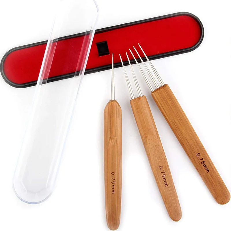 

ABVP Crochet Hook Dreads Crochet Needle 3Pcs/Set(1 Hook,2 Hook,3 Hook) 0.75Mm Double Crochet Needle for Locs Dreadlock Crochet H
