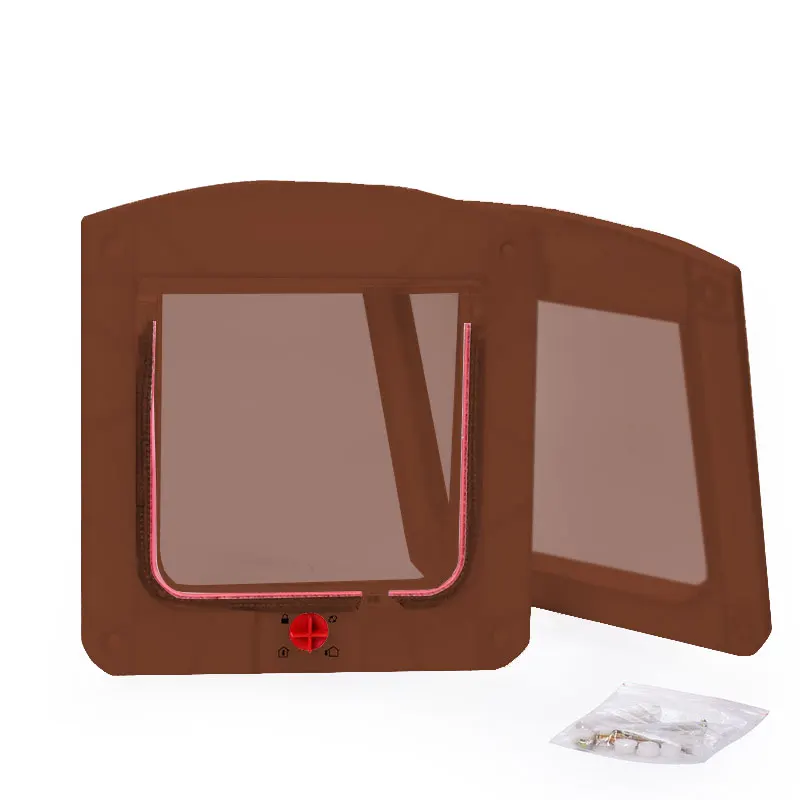 Дверь для животных отверстия замок крытый/Открытый собаки/кошки для домашних животных безопасный PP пластик - Цвет: coffee color