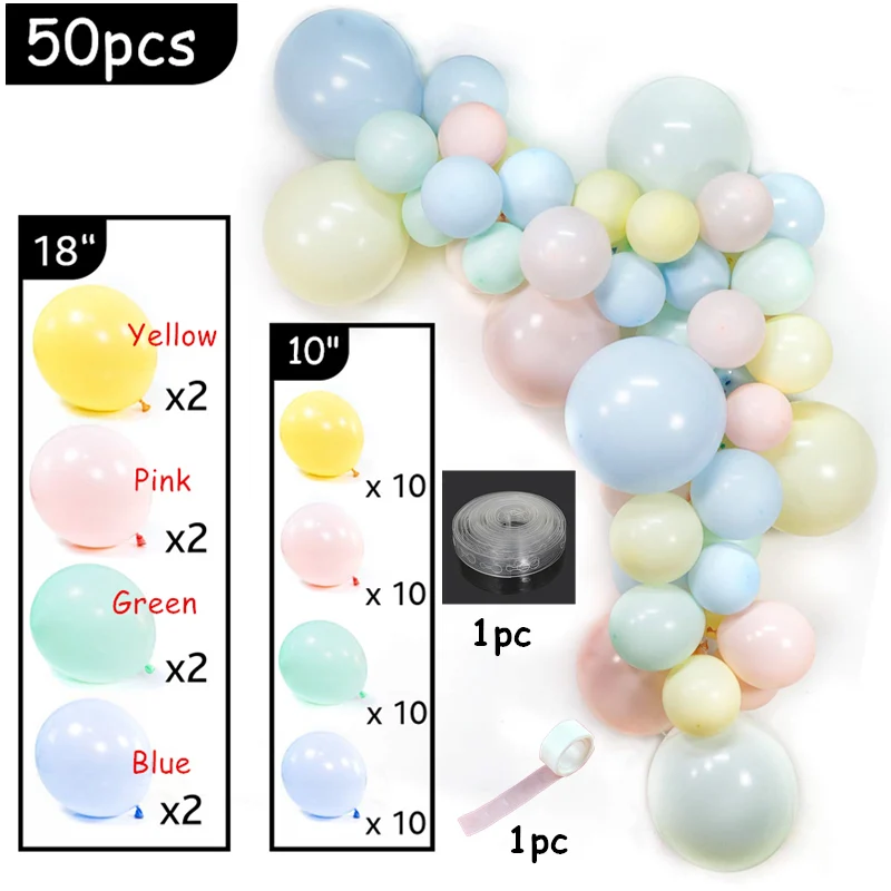 50 шт./партия, 18 дюймов, пастельный мятный зеленый макарон, розовый, синий латекс Арка с воздушными шарами, Свадебный, день рождения, мороженое, вечерние Декоративная гирлянда, Globos