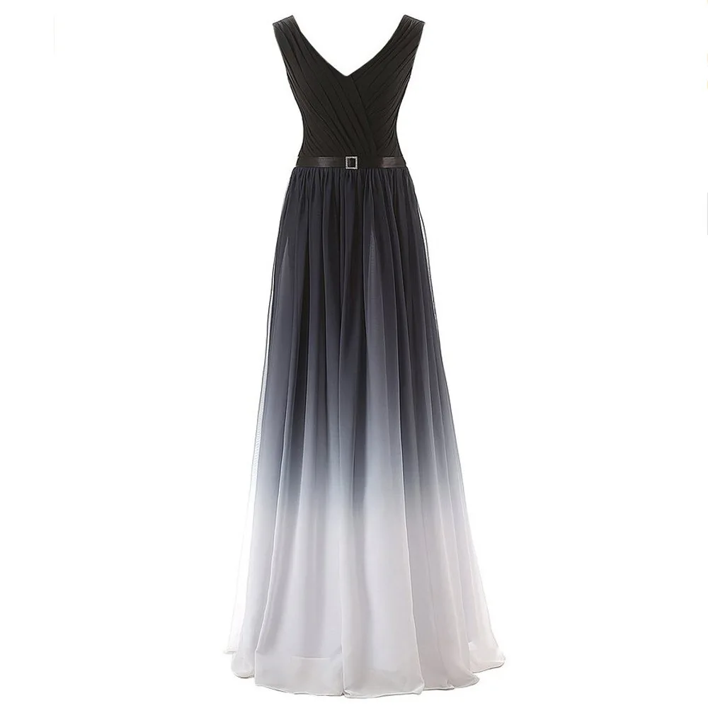 Серый Vestidos dama de honor largos, Новое шифоновое платье градиентного цвета, 3 стиля, зеленое, синее, красное платье подружки невесты, плюс размер, свадебное платье для гостей - Цвет: Серый