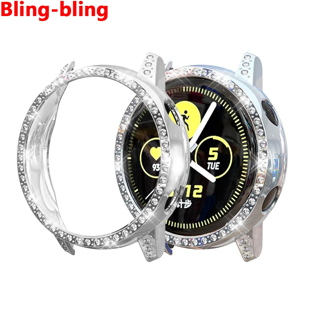 Silver-Blingbling Для galaxy watch Активный Чехол samsung galaxy watch active 2 44 мм 40 мм Бампер протектор HD полное покрытие экрана Защитный чехол - Цвет: Silver-Blingbling