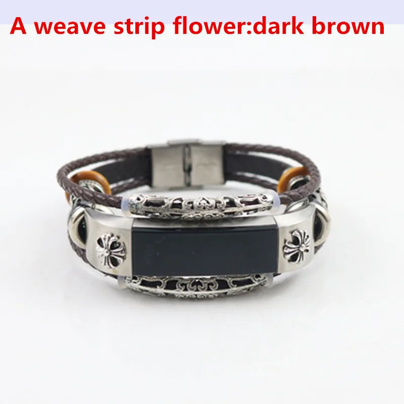 w flower dark brown Модный кожаный браслет для Fitbit Alta/Fitbit Alta HR сменный ремешок браслет Ремешки для часов Correas de reloj - Цвет ремешка: w flower dark brown