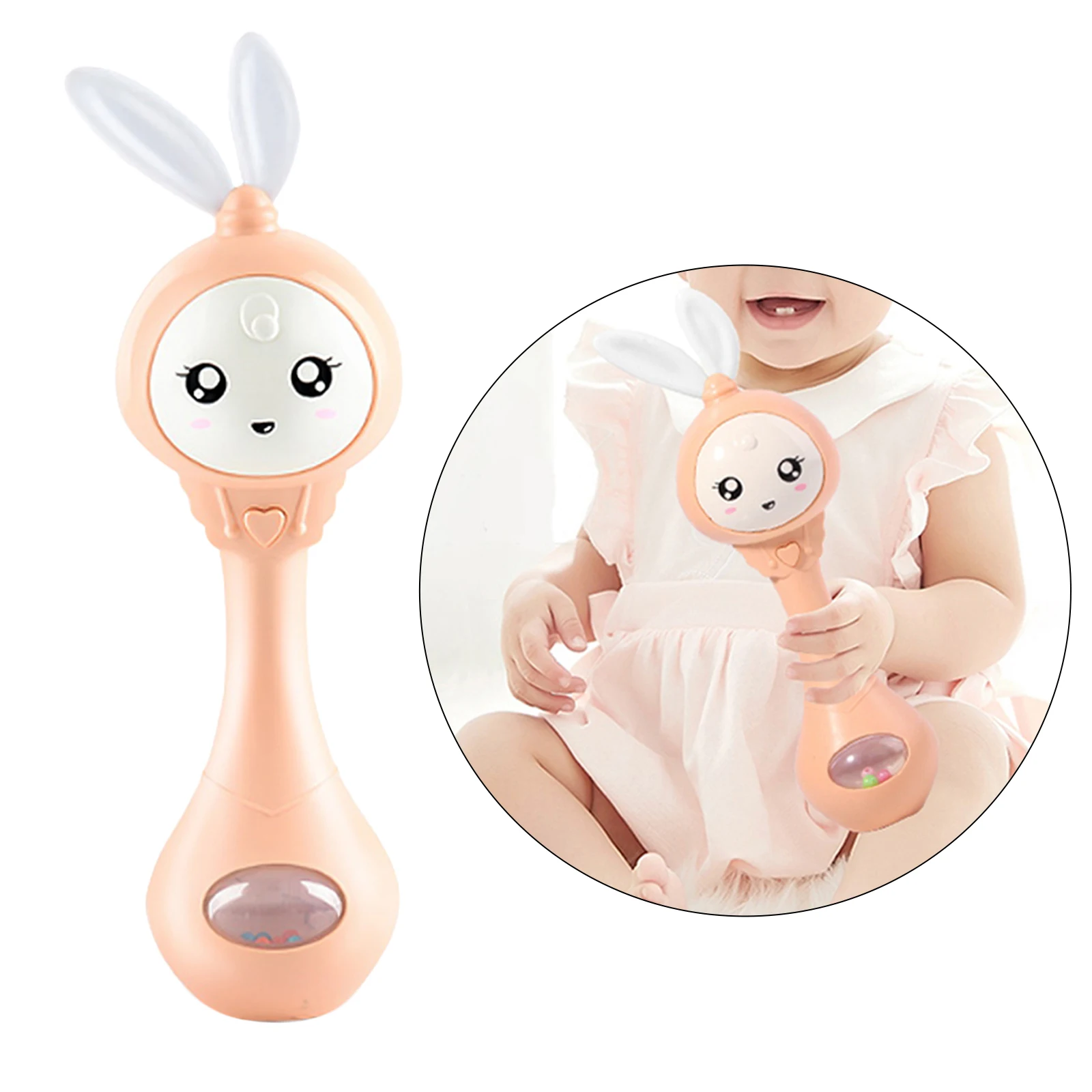 Cartoon Rabbit Baby Shaking Rattle Hand Bell Music Light Teether Toy for Child 0-24 Education Toy