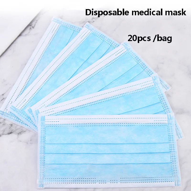 

20pcs 3 Layer Surgical Medical Mask Non Woven Disposable Face Mask Ear loop Activated Carbon Anti-Dust Face Surgical Masks