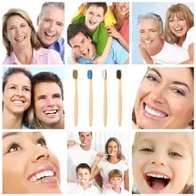 1 шт., натуральная Экологически чистая зубная щетка с бамбуковой ручкой, 4 цвета, Мягкая зубная щетка для ухода за полостью рта, деревянная плоская зубная щетка из бамбука для взрослых