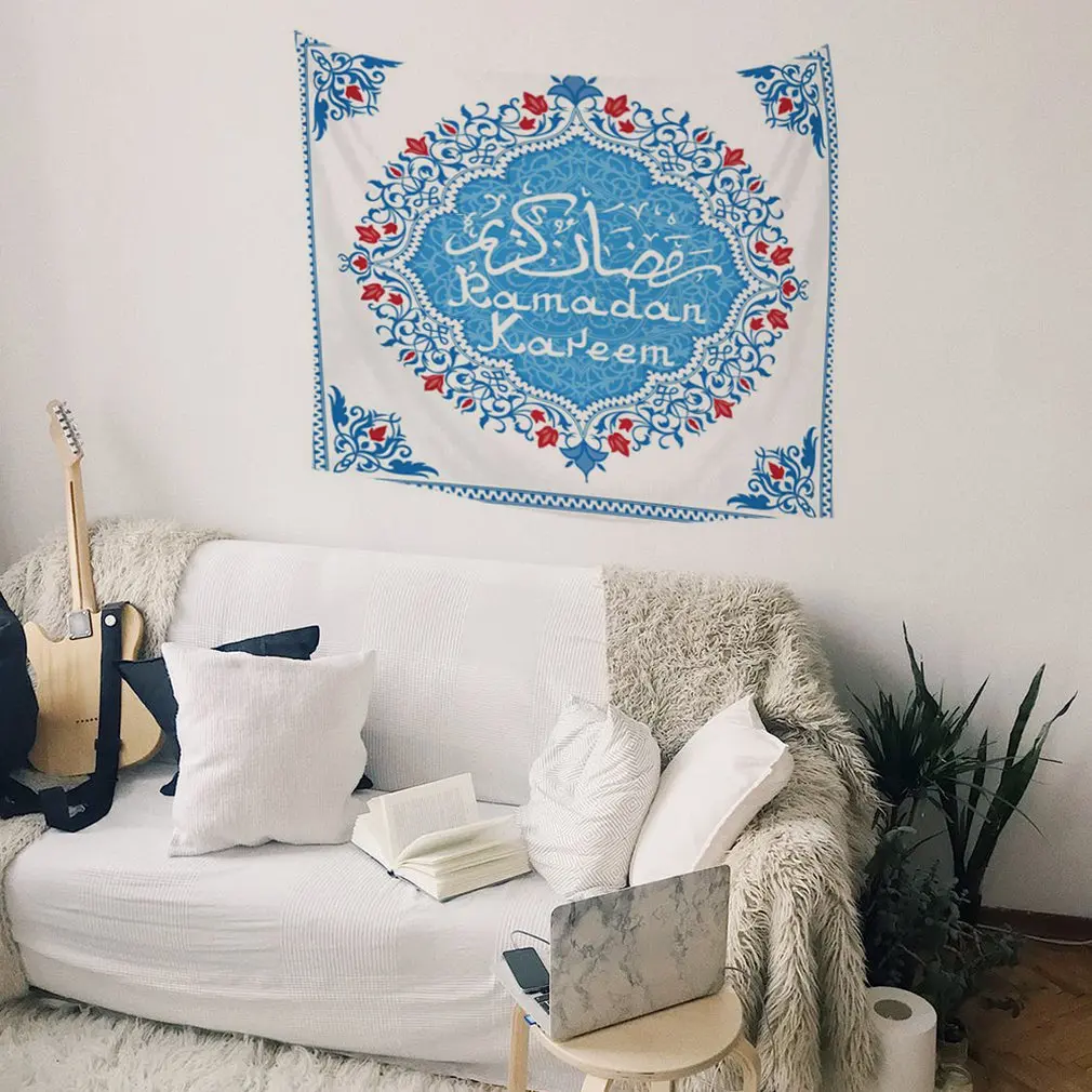 Для мусульманского праздника Рамадан украшения гобелен Халяль Eid Mubarak украшения дома Фон цифровой печати подвесная ткань