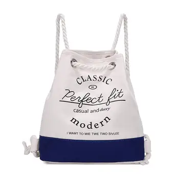 

Women's Backpack Canvas Drawstring Backpack Daypack Lightweight Student Backpack lovely design and pattern (Blue)