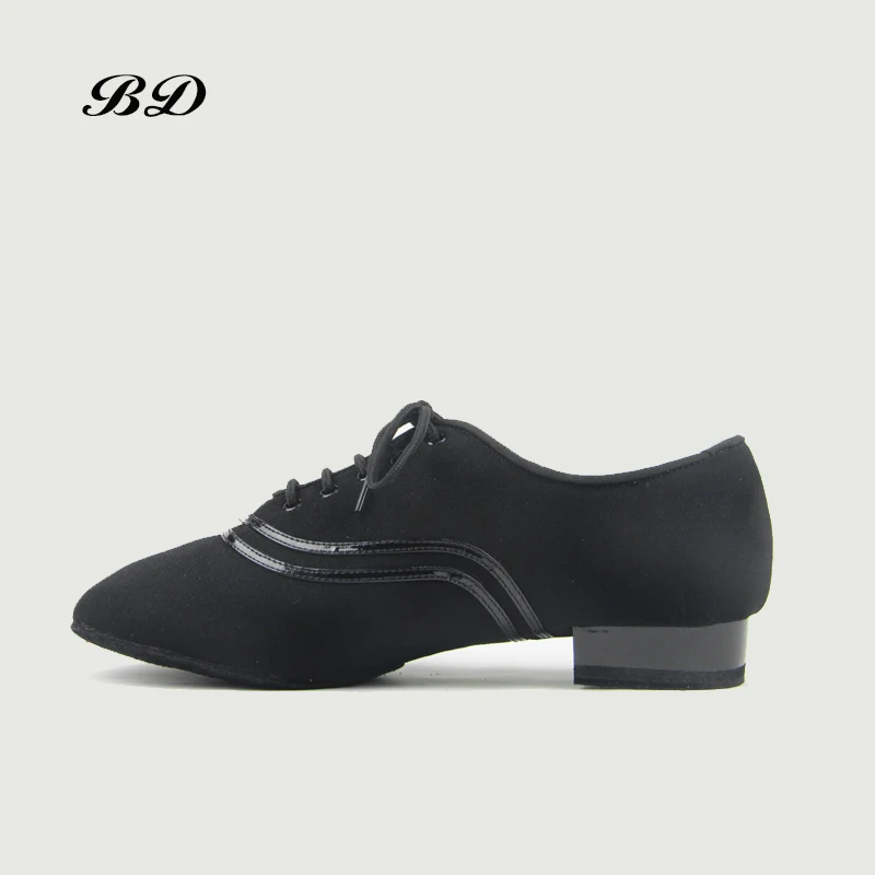 TOP Dance Shoes Latin Modern Men's Shoes Cowhide Two-point Sole Wear-resistant Oxford Cloth Upper Authentic Lace Up Ballroom 5