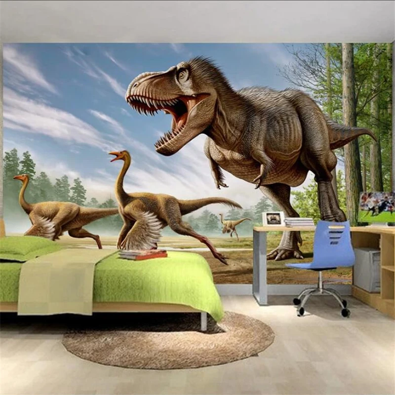 Индивидуальные большие фрески Мода обустройство дома мультфильм 3D Динозавр Детская Спальня Настенные обои papel де parede